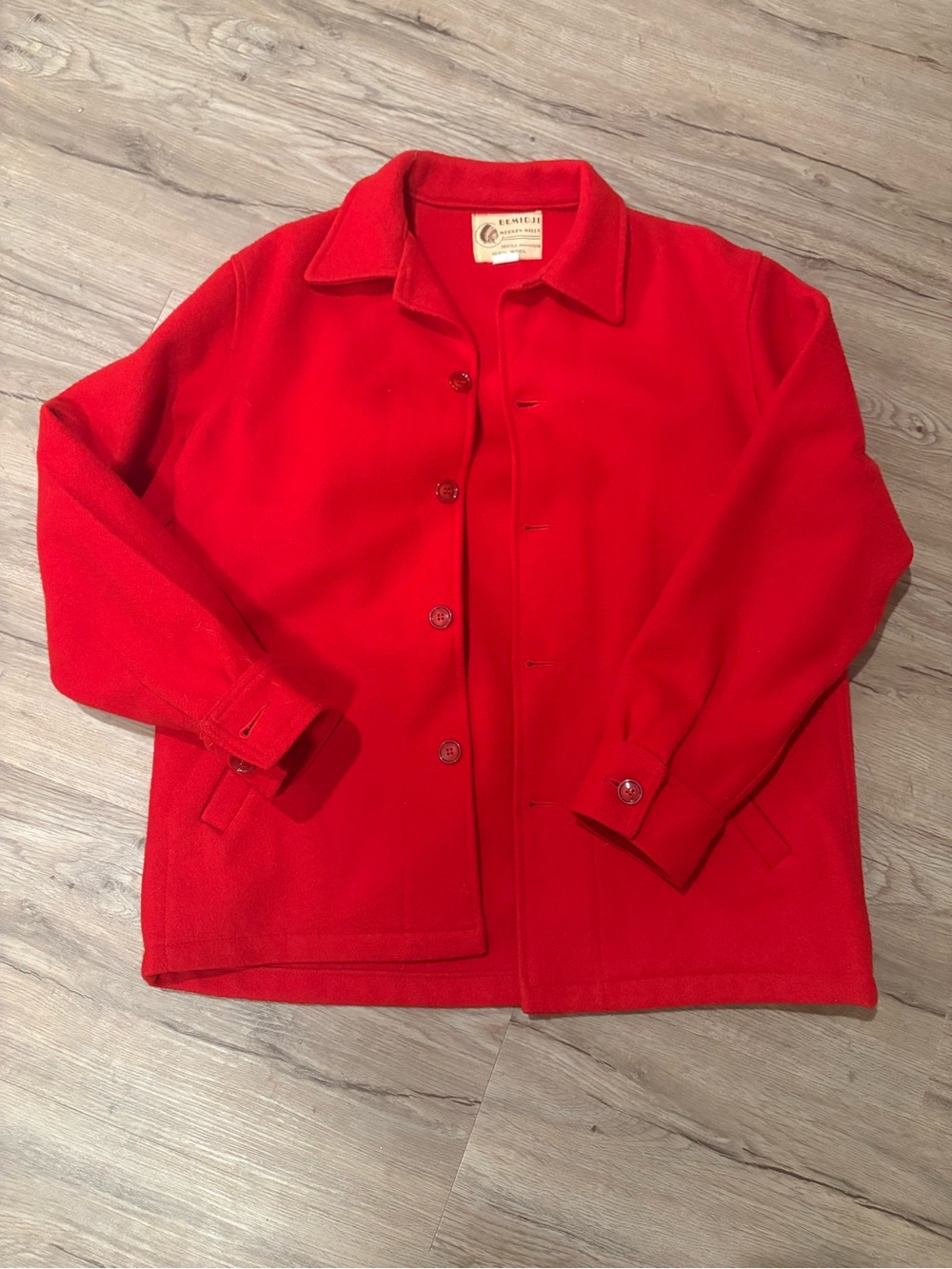 100% Wool Vintage Classic Red Women's Button-Front Coat